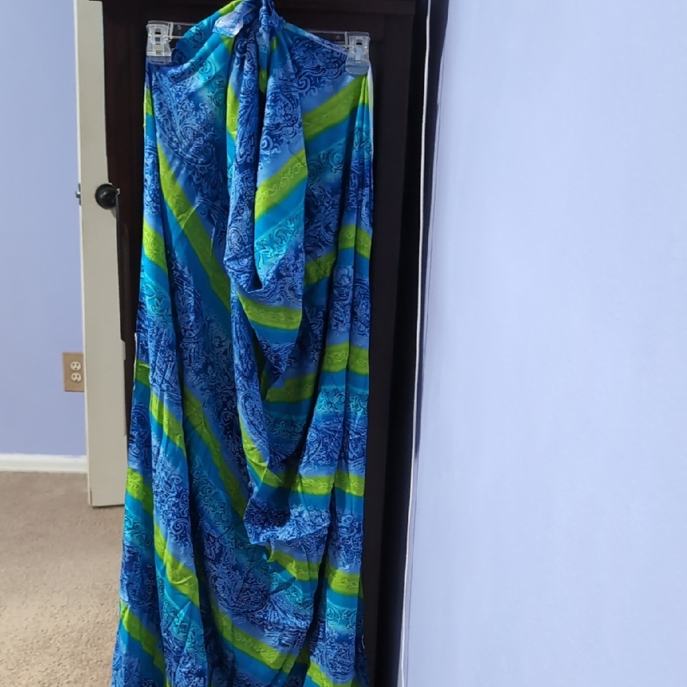 Blue and Green Patterned Scarf/ Sarong Wrap